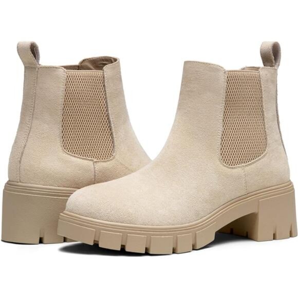 Women's 936 Chelsea Ankle Boots Platform Lug Sole Elastic Slip on Booties - Picture 6 of 7